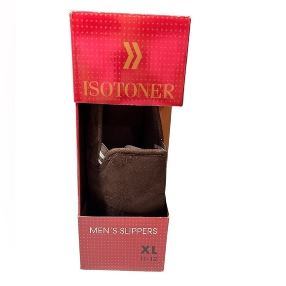 New Isotoner Signature Slippers Brown Memory Foam Machine Wash Mens XL 11-12 - Picture 1 of 3
